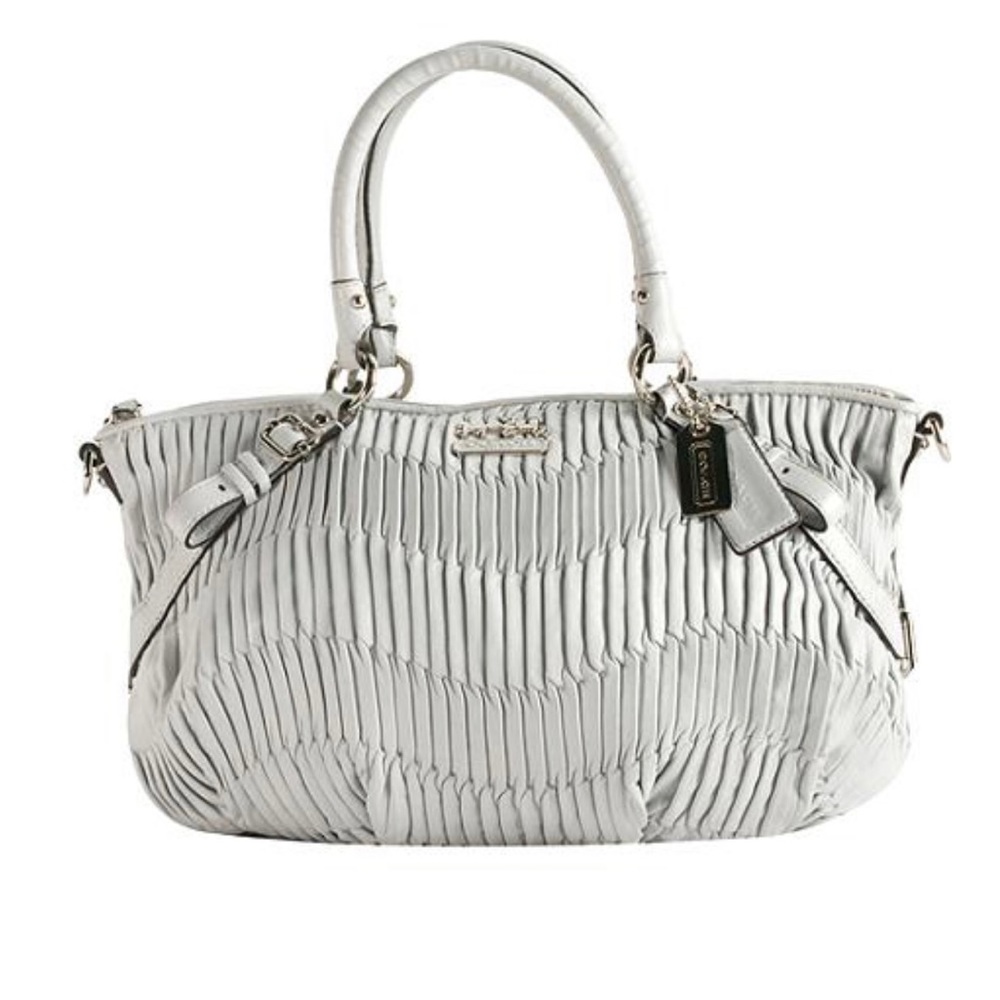 Coach Grey Leather Madison Gathered Sophia Satchel EUC - Picture 1 of 7
